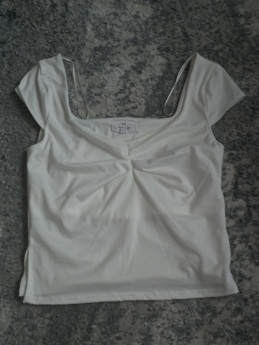Scoop Neck White Twist-Detail Crop Top